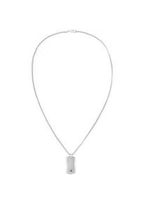 Kette mit Anh&auml;nger Tommy Hilfiger "JAMESON", wei&szlig; (edelstahlfarben, blau, rot, wei&szlig;), Halsketten, Herren, Edelstahl, L: 56 B: 2mm, mit Emaille, B:2mm