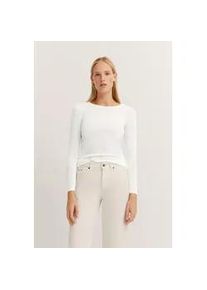 Langarmshirt Bugatti, Damen, Gr. S, beige (20, ecru), 60% Baumwolle, 40% Viskose, unifarben, normal, Rundhals, normaler Saum, Shirts Langarmshirt, mit Rundhals & langem Arm