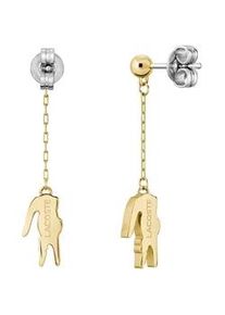 Paar Ohrh&auml;nger Lacoste "CROCODILE", gelb (gelbgoldfarben, edelstahlfarben), Ohrringe, Damen, Edelstahl