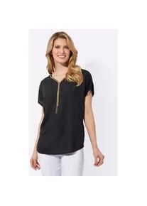 Longbluse Classic Basics, Damen, Gr. 42, schwarz, 100% Viskose, unifarben, V-Ausschnitt, Blusen Longbluse