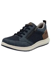 Sneaker Rieker, Herren, Gr. 41, blau (jeansblau, braun), Lederimitat, Textil, Schuhe Sneaker, Halbschuh, Freizeitschuh, Schn&uuml;rschuh mit seitlichem Rei&szlig;verschluss