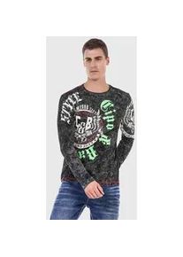 Cipo & Baxx T-Shirt CIPO & BAXX "Sweatshirts", Damen, Gr. S, schwarz, 95% Baumwolle, 5% Elasthan, bedruckt, regular fit, Shirts T-Shirt, mit trendigem Print