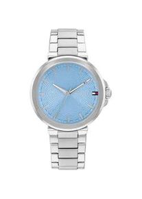 Quarzuhr Tommy Hilfiger "LORI", blau (edelstahlfarben, hellblau), Armbanduhren, Damen, Quarzuhr, Armbanduhr, Damenuhr, Edelstahlarmband, analog