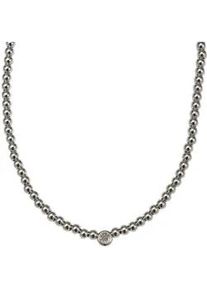 Kette mit Anh&auml;nger Firetti "Schmuck Geschenk Edelstahl Halsschmuck Halskette Kugeln", silber (silberfarben, kristallwei&szlig;), Halsketten, Damen, Edelstahl, L: 43 B: 6mm, Made in Germany - mit Zirkonia (synth.), B:6mm