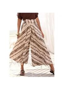 Hosenrock Lascana, Damen, Gr. 34, braun (beige, braun bedruckt), Web, Obermaterial: 100% Polyester, bedruckt, figurumspielend kn&ouml;chelfrei, R&ouml;cke, mit Alloverdruck, Culotte, extraweites Bein