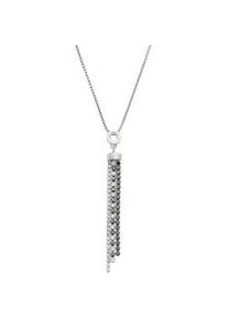 Kette mit Anh&auml;nger Leonardo "Halskette Atura", schwarz-wei&szlig; (edelstahlfarben, schwarz, kristallwei&szlig;), Halsketten, Damen, Edelstahl, L: 49 B: 70mm, mit Zirkonia (synth.), B:70mm