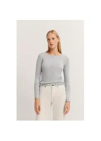 Langarmshirt Bugatti, Damen, Gr. XL, grau (250, grau), 60% Baumwolle, 40% Viskose, unifarben, normal, Rundhals, normaler Saum, Shirts Langarmshirt, mit Rundhals & langem Arm