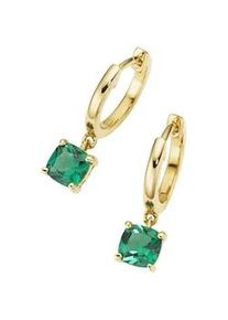 Paar Creolen Smart Jewel "mit Zirkonia gr&uuml;n, vergoldet, Silber 925", gr&uuml;n, Ohrringe, Damen, Silber 925 (Sterlingsilber)