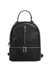 Cityrucksack Samantha Look, Damen, Gr. B/H/T: 30cm x 25cm x 9cm, onesize, schwarz, Leder, Rindsleder, unifarben, Rucks&auml;cke Cityrucksack, echt Leder, Made in Italy