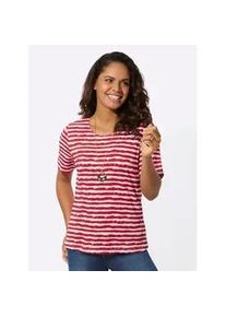 Kurzarmshirt Casual Looks "Ringelshirt", Damen, Gr. 50, rot (rot, ecru, geringelt), 95% Viskose, 5% Elasthan, gemustert, mehrfarbig, Rundhals, Shirts