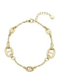 Armband Leonardo "Herma", gold (gelbgoldfarben, kristallwei&szlig;, kristallwei&szlig;), Armb&auml;nder, Damen, 23cm, Edelstahl, Armband, mit Zirkonia (synth.)