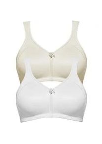 Entlastungs-BH SuSa "2er Pack Entlastungs BH Topsy Plus", Damen, Gr. 75, Cup D, bunt (wei&szlig; champagnermicro), Stoff, Obermaterial: 78% Polyamid PA. 22% Elasthan EL., BHs Entlastungs-BH