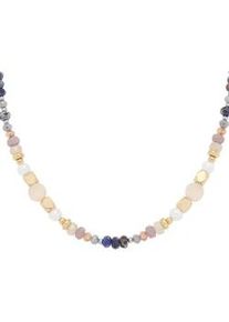 Charm-Kette Leonardo "Halskette Babsi", gold (edelstahlfarben, gelbgoldfarben, blau, grau, apricot, champagner, violett, wei&szlig;), Halsketten, Damen, Edelstahl Perlen, L: 50 B: 6mm, Edelstahl, Perlen, mit Sodalith - mit Cat ́s Eye, B:6mm