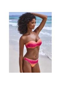 B&uuml;gel-Bandeau-Bikini Buffalo, Damen, Gr. 36, Cup C, pink (pink, orange), Polyester, Recycling-Polyamid, Farbverlauf, Bikini-Sets, mit Farbverlauf
