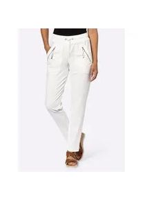 Schlupfhose Casual Looks, Damen, Gr. 40, Normalgr&ouml;&szlig;en, beige (ecru), 76% Polyester, 20% Viskose, 4% Elasthan, unifarben, lang, Hosen Schlupfhose