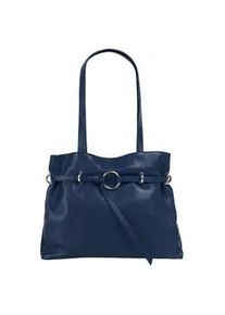 Henkeltasche Samantha Look, Damen, Gr. B/H/T: 36cm x 26cm x 15cm onesize, blau, Leder, leicht gl&auml;nzend, unifarben, Taschen, echt Leder, Made in Italy