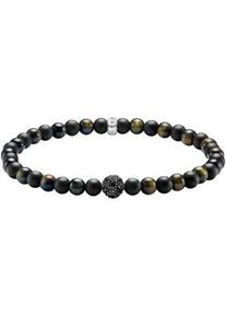 Armband Thomas Sabo "Talisman-Armband Obsidian und Tigerauge" Gr. 21, bunt (silberfarben, schwarz, blau, schwarz, blau), Armb&auml;nder, Damen, 21, Silber 925 (recycelt), Armband, mit Zirkonia (synth.), Tigerauge, Obsidian