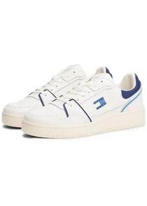 Tommy Hilfiger Sneaker TOMMY JEANS "TJM RETRO BASKET", Herren, Gr. 42, blau (wei&szlig;, navy), Leder, Lederimitat, Textil, Schuhe Sneaker, Freizeitschuh, Halbschuh, Schn&uuml;rer mit Kontrast-Details