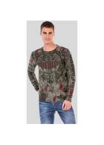 Cipo & Baxx T-Shirt CIPO & BAXX "Sweatshirts", Damen, Gr. M, grau (anthrazit), 50% Baumwolle, 50% Polyester, bedruckt, regular fit, Rundhals, Shirts T-Shirt, mit coolem Print