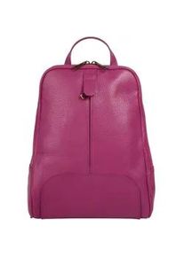Cityrucksack Samantha Look, Damen, Gr. B/H/T: 20cm x 32cm x 6cm, onesize, pink, Leder, Rindsleder, Rucks&auml;cke Cityrucksack, echt Leder, Made in Italy