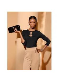 CR&Eacute;ATION L Langarmshirt CREATION L "Modal-Mix-Shirt", Damen, Gr. 36, schwarz, 48% Baumwolle, 48% Modal, 4% Elasthan, unifarben, Rundhals, Shirts Langarmshirt