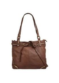 Shopper Samantha Look, Damen, Gr. B/H/T: 33cm x 26cm x 12cm onesize, braun (cognac), Leder, unifarben, Taschen Shopper, echt Leder, Made in Italy