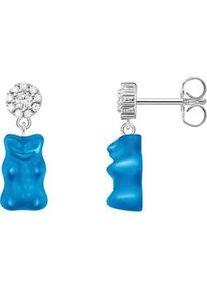 Paar Ohrstecker Thomas Sabo "Thomas Sabo x HARIBO: Ohrstecker mit Goldb&auml;r", blau (silberfarben, blau, kristallwei&szlig;, blau, kristallwei&szlig;), Ohrringe, Damen, Silber 925 (recycelt), mit Kristallglas, Zirkonia (synth.)