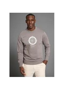 Sweatshirt DELMAO, Herren, Gr. S (44/46), grau, angeraute Sweatware, Obermaterial: 60% Baumwolle, 40% Polyester, normal normal, Rundhals, Rippb&uuml;ndchen, Sweatshirts Sweatshirt, lange &Auml;rmel, l&auml;ssige Passform, mit Print, Rundhals