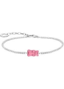 Armband Thomas Sabo "Thomas Sabo x HARIBO: Tennisarmband mit Goldb&auml;r" Gr. 19, rosa (silberfarben, pink, kristallwei&szlig;, pink, kristallwei&szlig;), Armb&auml;nder, Damen, 19, Silber 925 (recycelt), Armband, mit Zirkonia (synth.), Kristallglas