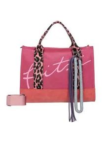 Schultertasche Fritzi aus Preussen "Tote Bag Limited Summer Leo Pink Fruity", Damen, Gr. B/H/T: 40cm x 29,5cm x 14cm, rosa, Baumwolle, mehrfarbig, Taschen Schultertasche, mit abnehmbarer Kordel