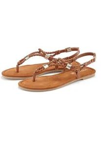 Sandale Vivance "Sommerschuh", Damen, Gr. 43, braun (camelfarben), Obermaterial: 100% Lederimitat. Decksohle: 100% Textilmaterial. Futter: 100% Lederimitat. Laufsohle: 100% Synthetik, unifarben, Schuhe Sandale, Zehentrenner, Sommerschuh, Sandalette mit raffinierten Riemchen