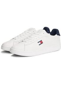 Tommy Hilfiger Sneaker TOMMY JEANS "ARCHIVE '98", Herren, Gr. 40, wei&szlig; (wei&szlig;, blau), Nappaleder, Textil, unifarben mit Farbeinsatz, Schuhe Sneaker, Freizeitschuh, Streetwear, Halbschuh, Schn&uuml;rer mit Logoflagge