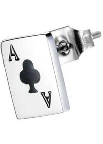 Single-Ohrstecker Firetti "Schmuck Geschenk Ohrschmuck einzeln Poker", schwarz (edelstahlfarben, schwarz), Ohrringe, Herren, Acryl Edelstahl, Acryl, Edelstahl
