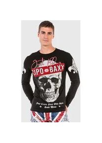 Cipo & Baxx T-Shirt CIPO & BAXX "Sweatshirts", Herren, Gr. L, schwarz, 95% Baumwolle, 5% Elasthan, bedruckt, regular fit, Rundhals, Shirts T-Shirt, mit coolem Print