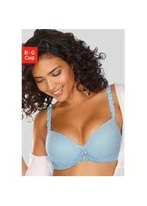 Schalen-BH Lascana, Damen, Gr. 85, Cup E, blau (hellblau), Spitze, Obermaterial: 88% Polyamid, 10% Elasthan, 2% Polyester, BHs Schalen-BH, mit B&uuml;gel, mit verzierten Tr&auml;gern, Dessous