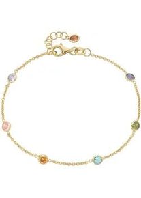 Armband Smart Jewel "mit farbigen Zirkonia-Steinen, vergoldet, Silber 925", bunt (mehrfarbig), Armb&auml;nder, Damen, 19cm, Silber 925 (Sterlingsilber), Armband