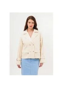 Trenchcoat FRESHLIONS "Helena", Damen, Gr. L, gr&uuml;n (wei&szlig;), 100% Baumwolle, unifarben, normal, M&auml;ntel, mit stylischem Reverskragen