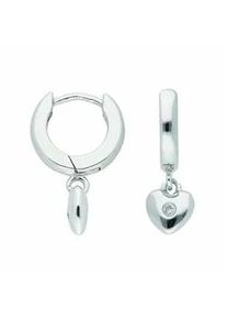 Adelia&acute;s Paar Creolen ADELIA ́S "Damen 925 Silber Ohrringe Creolen Herz mit Zirkonia &Oslash; 11,8 mm", silber, Ohrringe, Damen, Damen, Silber 925 (Sterlingsilber), mit Zirkonia Silberschmuck f&uuml;r Damen