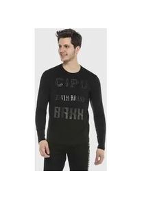 Cipo & Baxx T-Shirt CIPO & BAXX "Sweatshirts", Damen, Gr. L, schwarz, 95% Baumwolle, 5% Elasthan, bedruckt, figurumspielend, Rundhals, Shirts T-Shirt, mit coolem Print