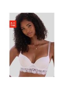 Push-up-BH Vivance "Anisa", Damen, Gr. 75, Cup B, wei&szlig;, Microtouch, Obermaterial: 60% Polyamid, 35% Polyester, 5% Elasthan, BHs Push-up-BH, mit B&uuml;gel und Spitze entlang der Unterbrust, sexy Dessous