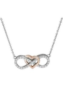Collierkettchen ZEEme "925 Silber rhodiniert vergoldet rose Herz Zirkonia Unendlichkeit", wei&szlig;, Halsketten, Damen, 42+3cm, Silber 925 (Sterlingsilber), L: 45 B: 25mm, gl&auml;nzend, B:25mm