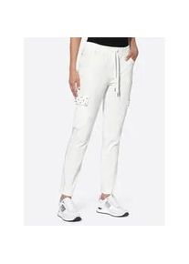 Webhose Heine, Damen, Gr. 44, Normalgr&ouml;&szlig;en, beige (ecru), 72% Viskose, 25% Polyamid, 3% Elasthan, unifarben, lang, Hosen