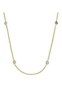 Collier Smart Jewel "mit farbigen Zirkonia-Steinen, vergoldet, Silber 925", bunt (mehrfarbig), Halsketten, Damen, 45cm, Silber 925 (Sterlingsilber), Collier