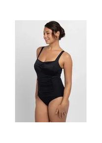 Badeanzug Dorina "Fiji", Damen, Gr. 3XL, N-Gr, schwarz, Microfaser, Obermaterial: 77% Polyester, 16% Elasthan, 7% Polyamid, unifarben, Badeanz&uuml;ge Badeanzug, Raffungen vorn, leicht gepolstert, leichter Shaping-Effekt