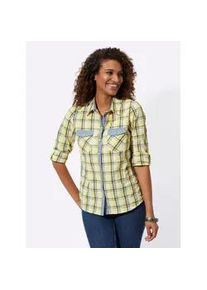 Karobluse Casual Looks, Damen, Gr. 48, gelb (sonnengelb, wei&szlig;, kariert), 50% Baumwolle, 50% Polyester, gemustert, kariert, mehrfarbig, Blusen Karobluse