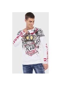 Cipo & Baxx T-Shirt CIPO & BAXX "Sweatshirts", Herren, Gr. M, wei&szlig;, 95% Baumwolle, 5% Elasthan, bedruckt, regular fit, Shirts T-Shirt, mit coolem Print