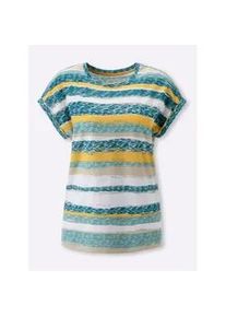 T-Shirt Classic Basics "Kurzarm-Shirt", Damen, Gr. 38, gelb (topas, gelb, geringelt), 100% Baumwolle, bedruckt, gemustert, gestreift, mehrfarbig, Rundhals, Shirts T-Shirt