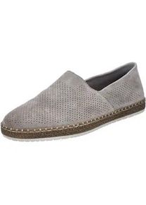 Slipper Rieker, Herren, Gr. 40, grau, Veloursleder, unifarben, Schuhe Slipper, Schlupfschuh, Casual-Slipper, Mokassin mit Perforation