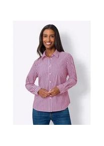 Hemdbluse Heine, Damen, Gr. 40, lila (erika, wei&szlig;, gestreift), 67% Baumwolle, 29% Polyester, 4% Elasthan, bedruckt, gemustert, gestreift, mehrfarbig, Blusen Hemdbluse