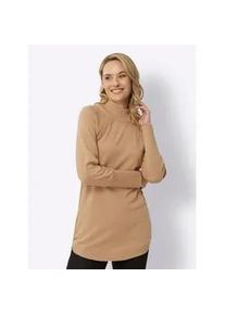 Longpullover Classic Basics "Longpullover", Damen, Gr. 44, braun (camel), 100% Baumwolle, unifarben, Pullover Longpullover
